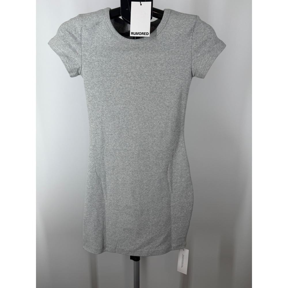 Rumored Campus Mini Dress Heather Grey Short‎ Sleeve Bodycon Jersey Size S NWT